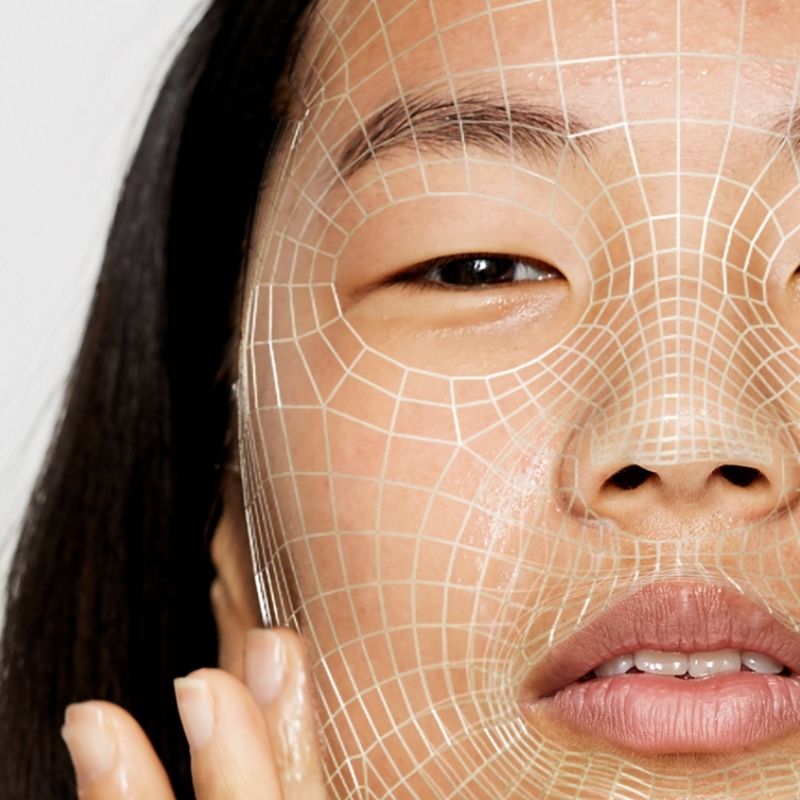 Close up model with mask on face recovery from peel