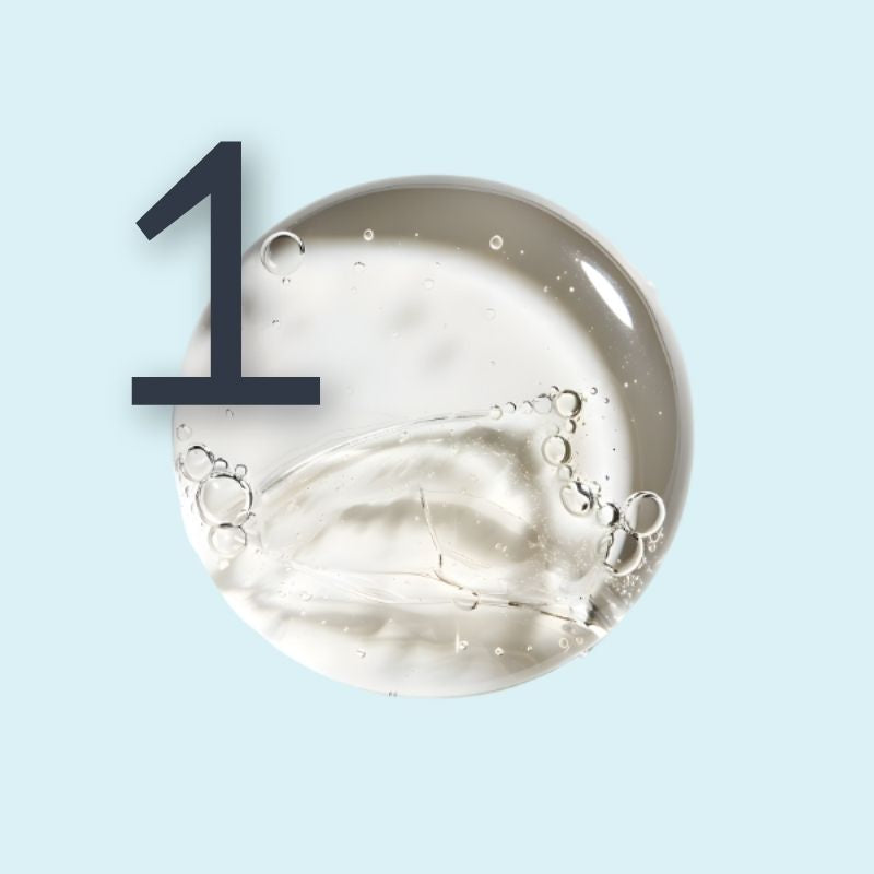 Number 1 overlayed on AlumierMD skincare product swatch